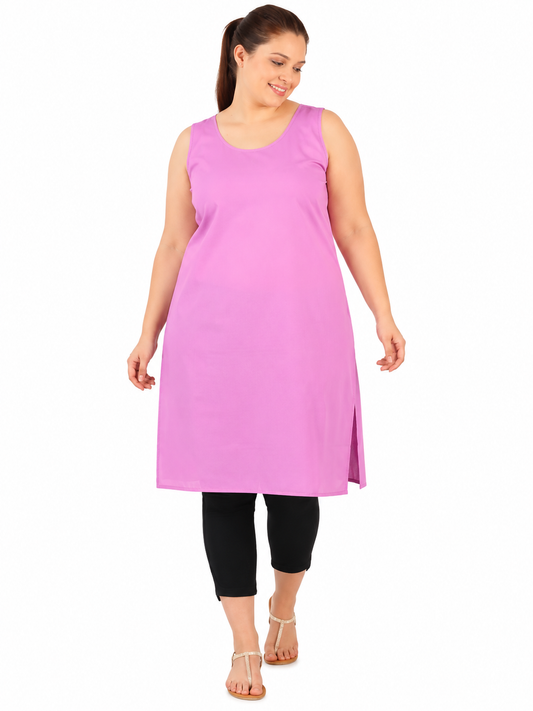 Purple Cotton Long Inner Slip Plus Size