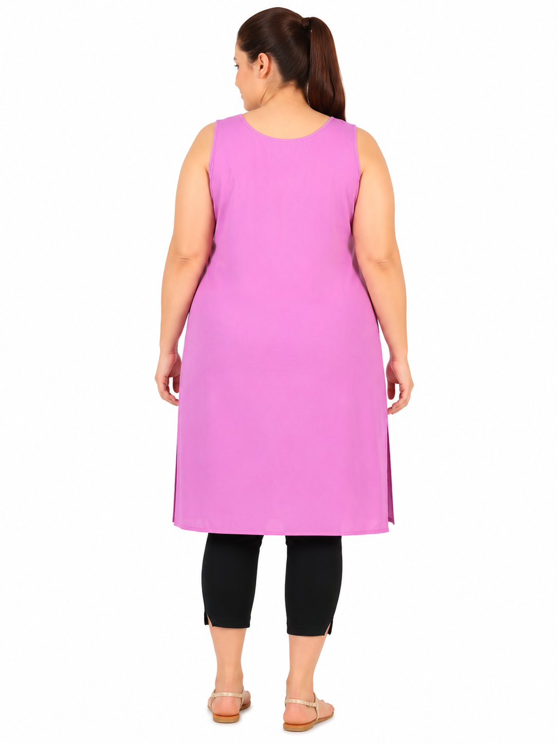 Purple Cotton Long Inner Slip Plus Size2