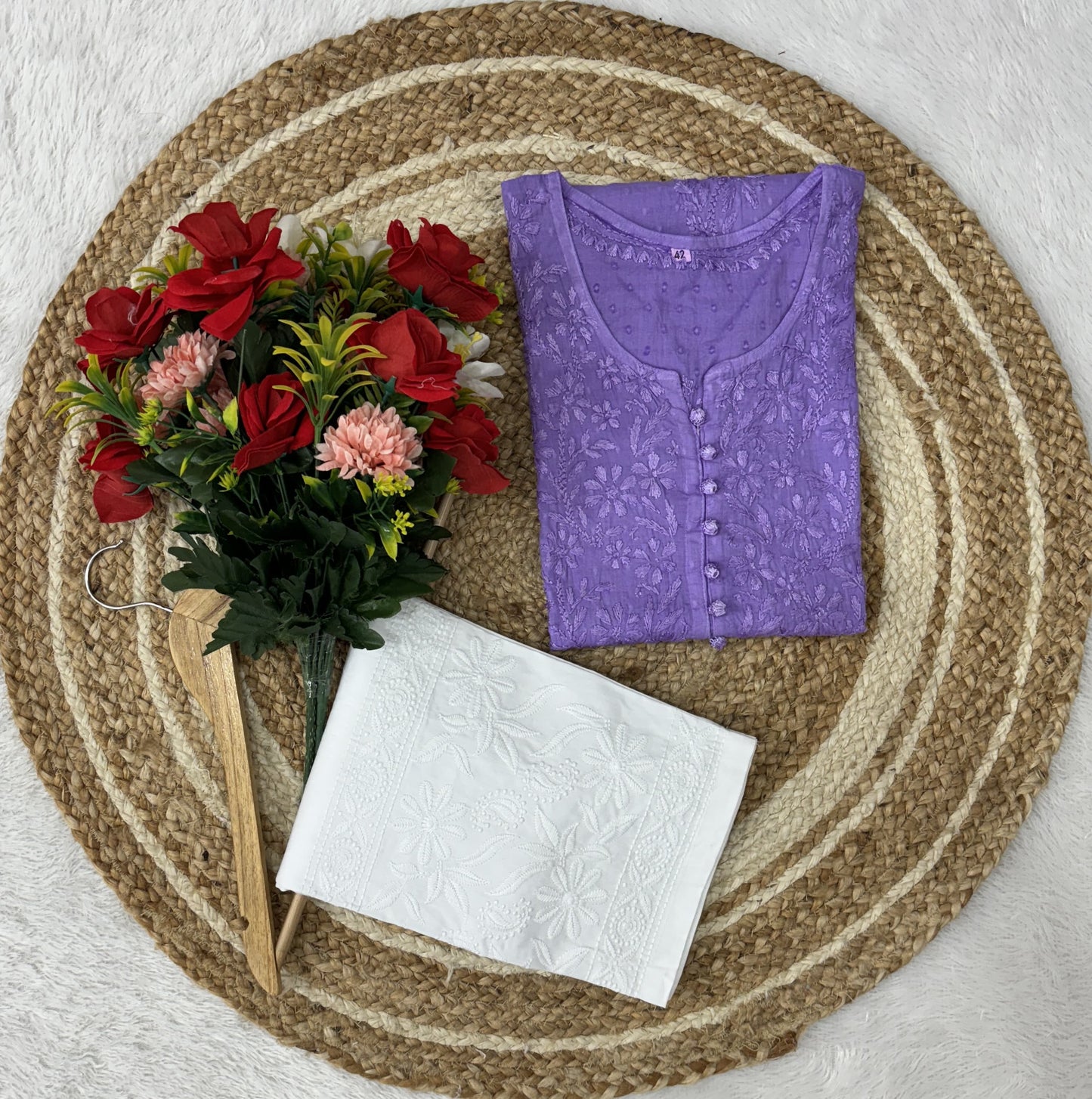 Fresh Purple Soft Cotton Chikankari Kurti