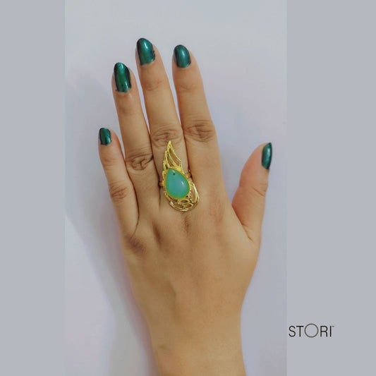 Golden Feather Shaped Finger Ring