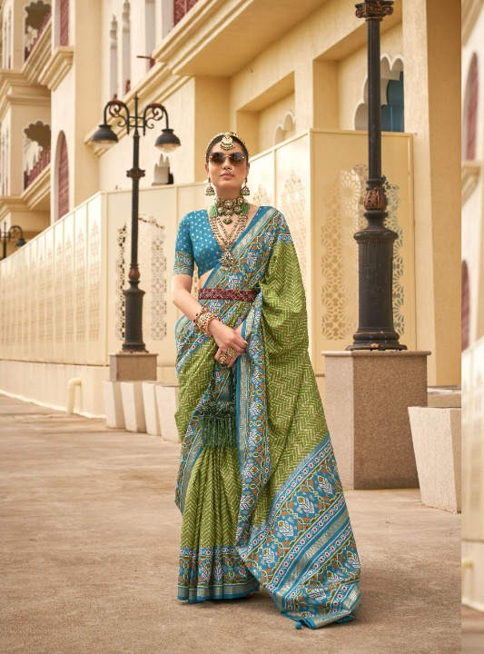 Mehendi Patola Silk Saree Online in India