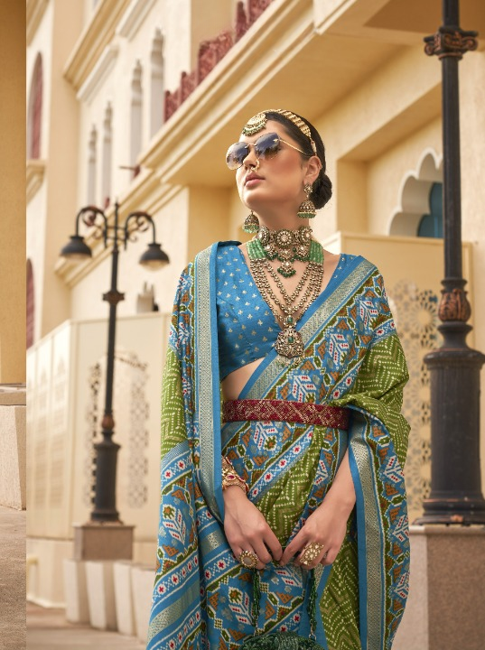 Mehendi Patola Silk Saree Online in India
