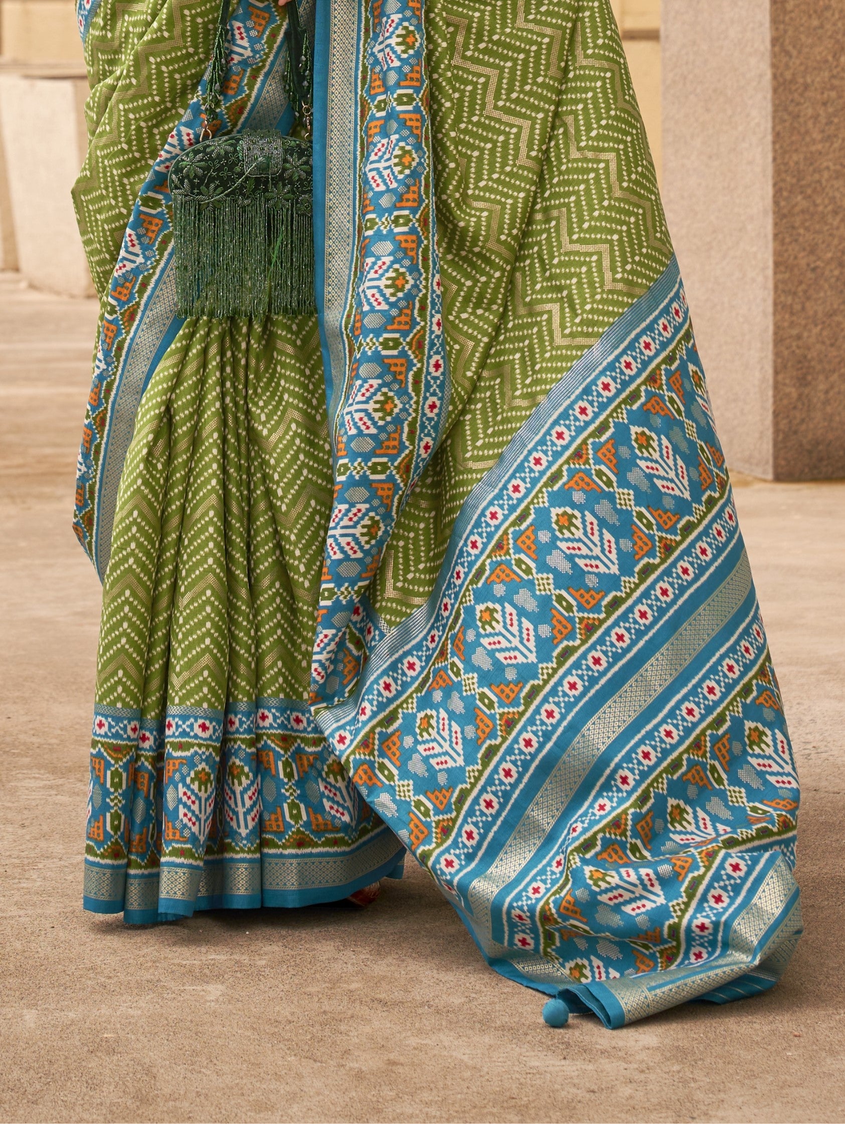 Mehendi Patola Silk Saree Online in India