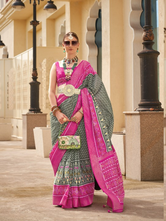 Grey Patola Silk Saree Online in India