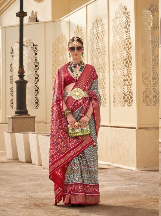 Grey Patola Silk Saree Online in India