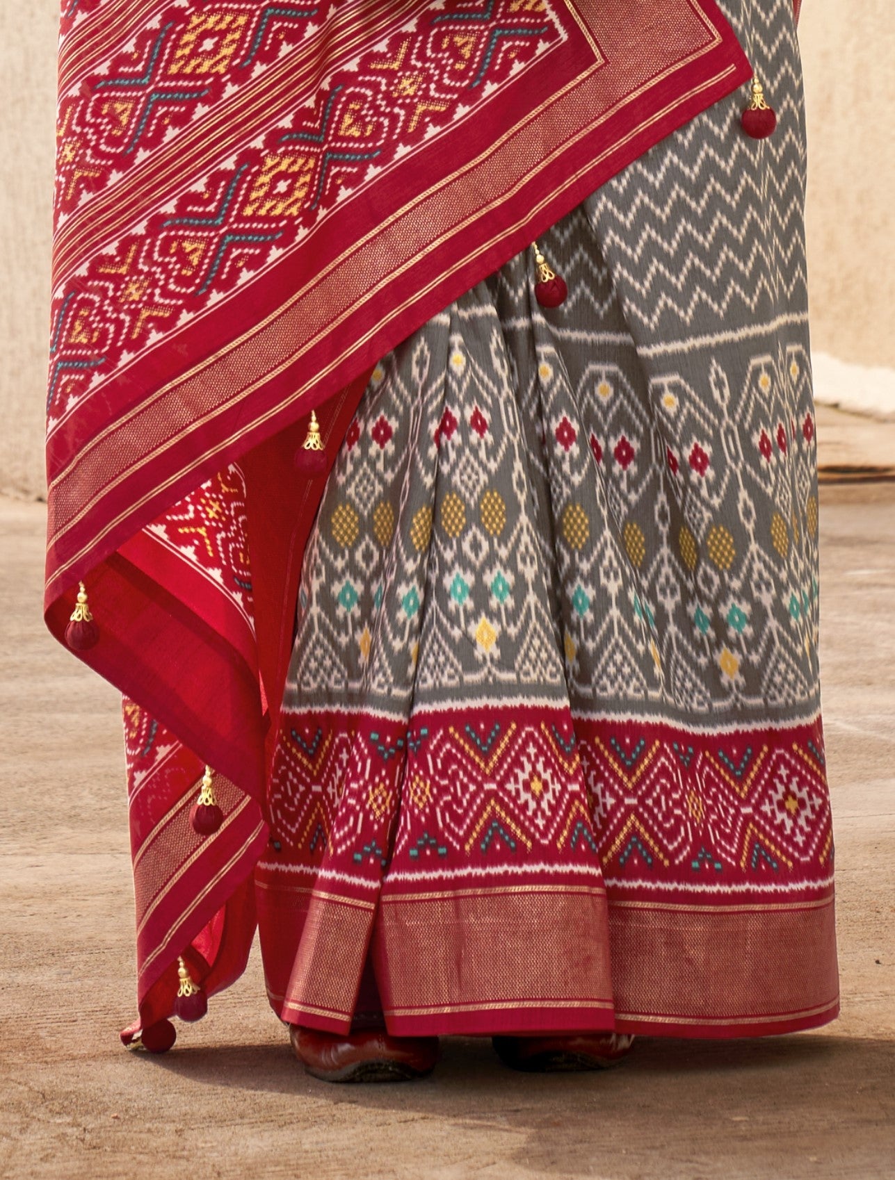 Grey Patola Silk Saree Online in India