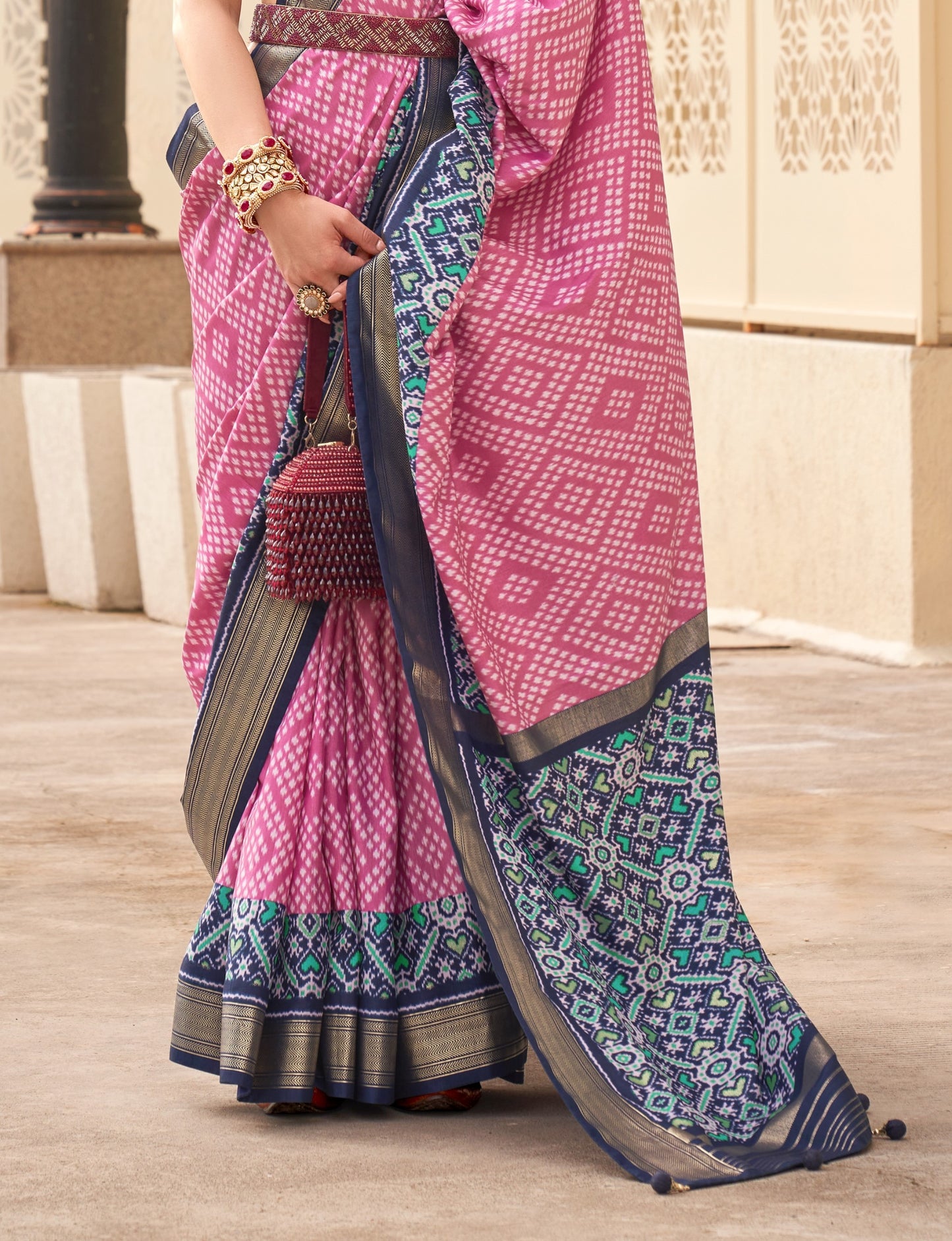 Pink Patola Silk Saree Online in India