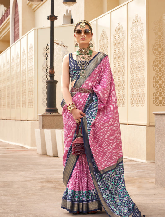 Pink Patola Silk Saree Online in India