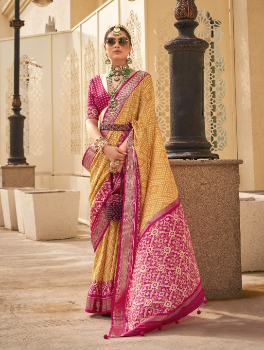 Yellow Patola Silk Saree Online in India
