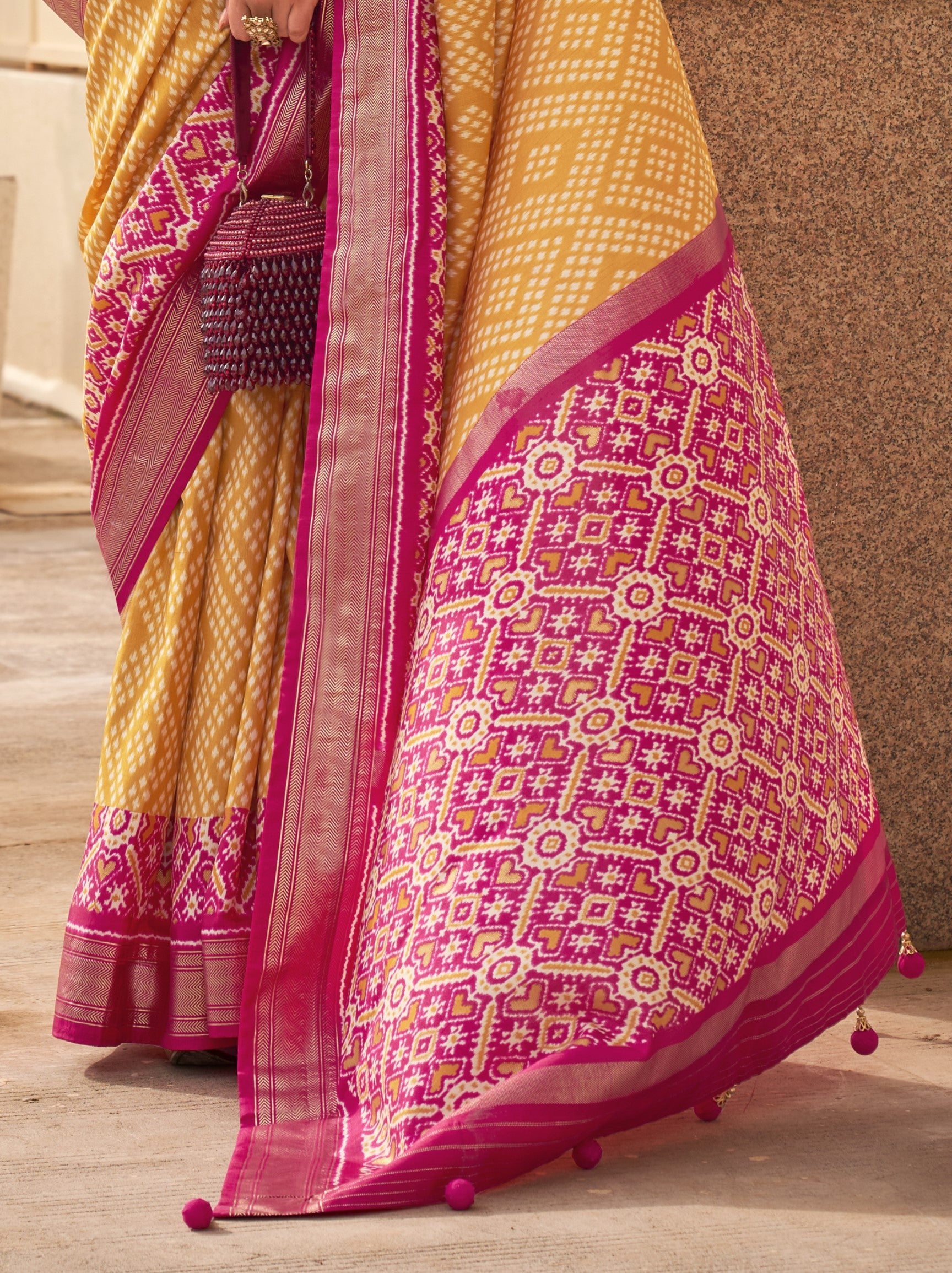 Yellow Patola Silk Saree Online in India