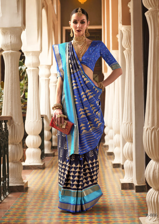 Navy Blue Patola Silk Saree Online in India