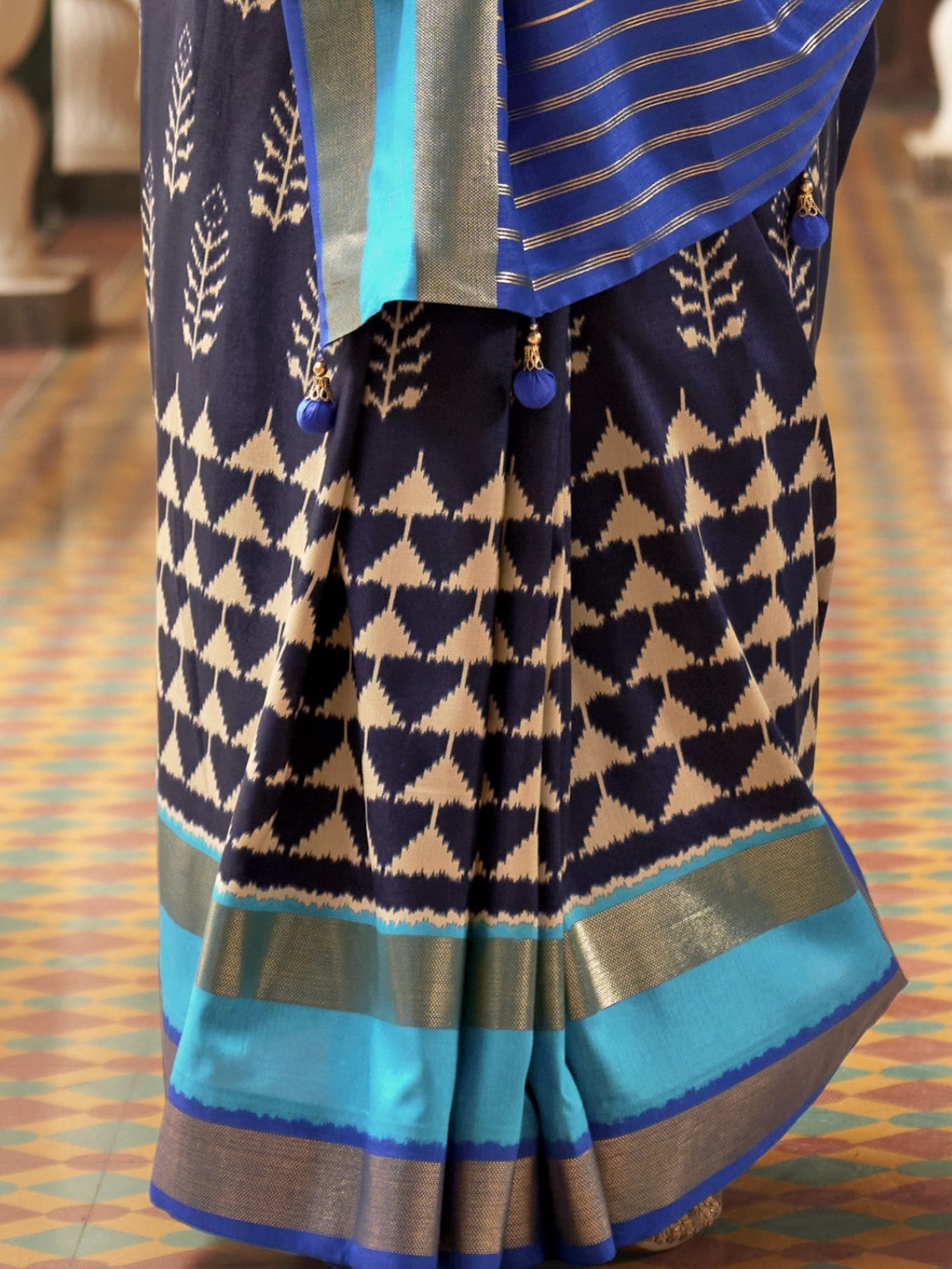 Navy Blue Patola Silk Saree Online in India