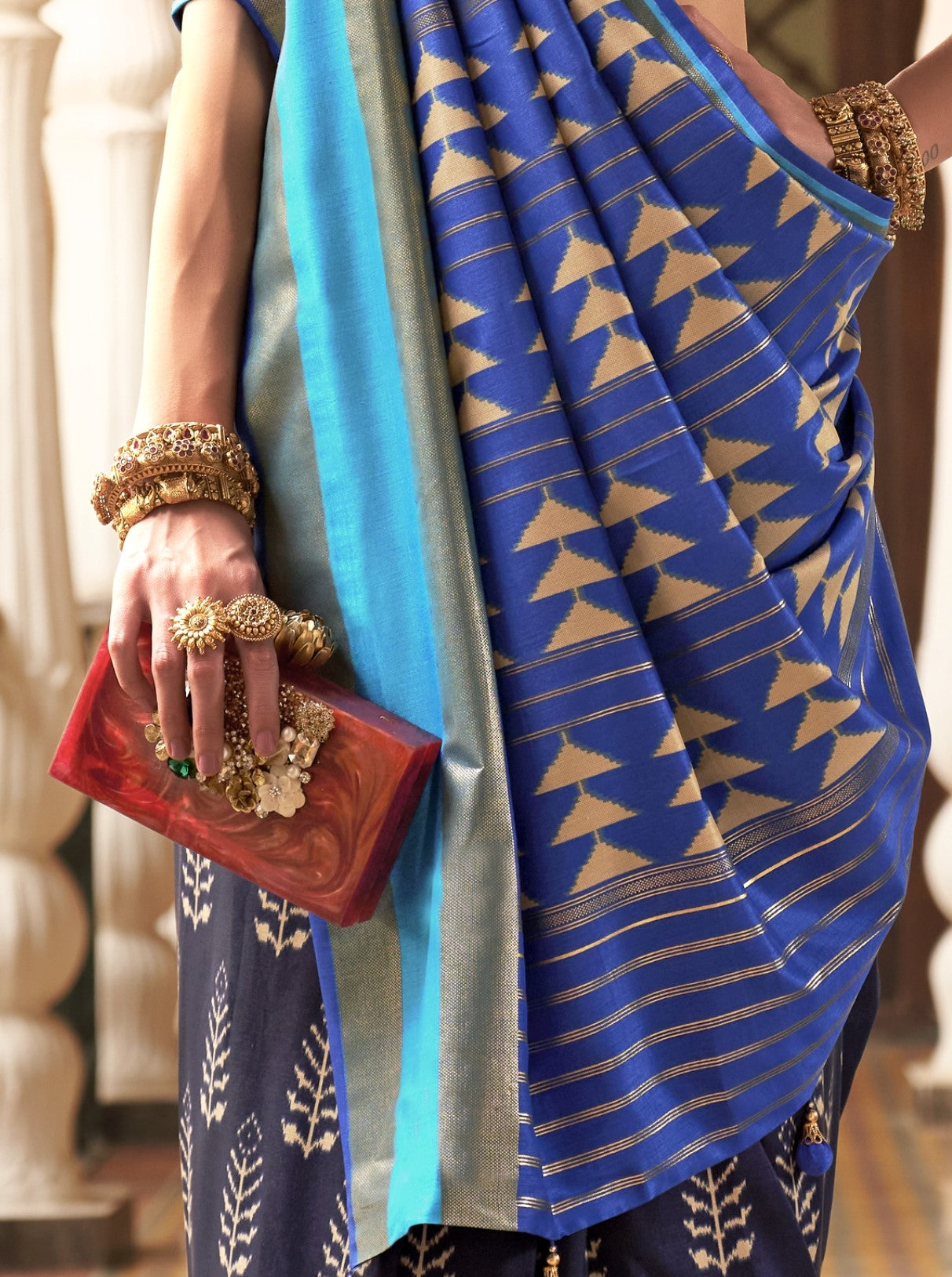 Navy Blue Patola Silk Saree Online in India