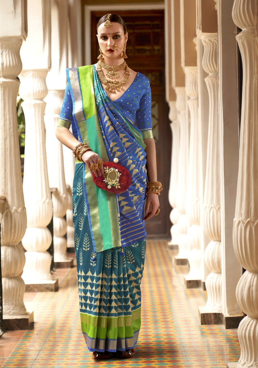Rama Green Patola Silk Saree Online in India