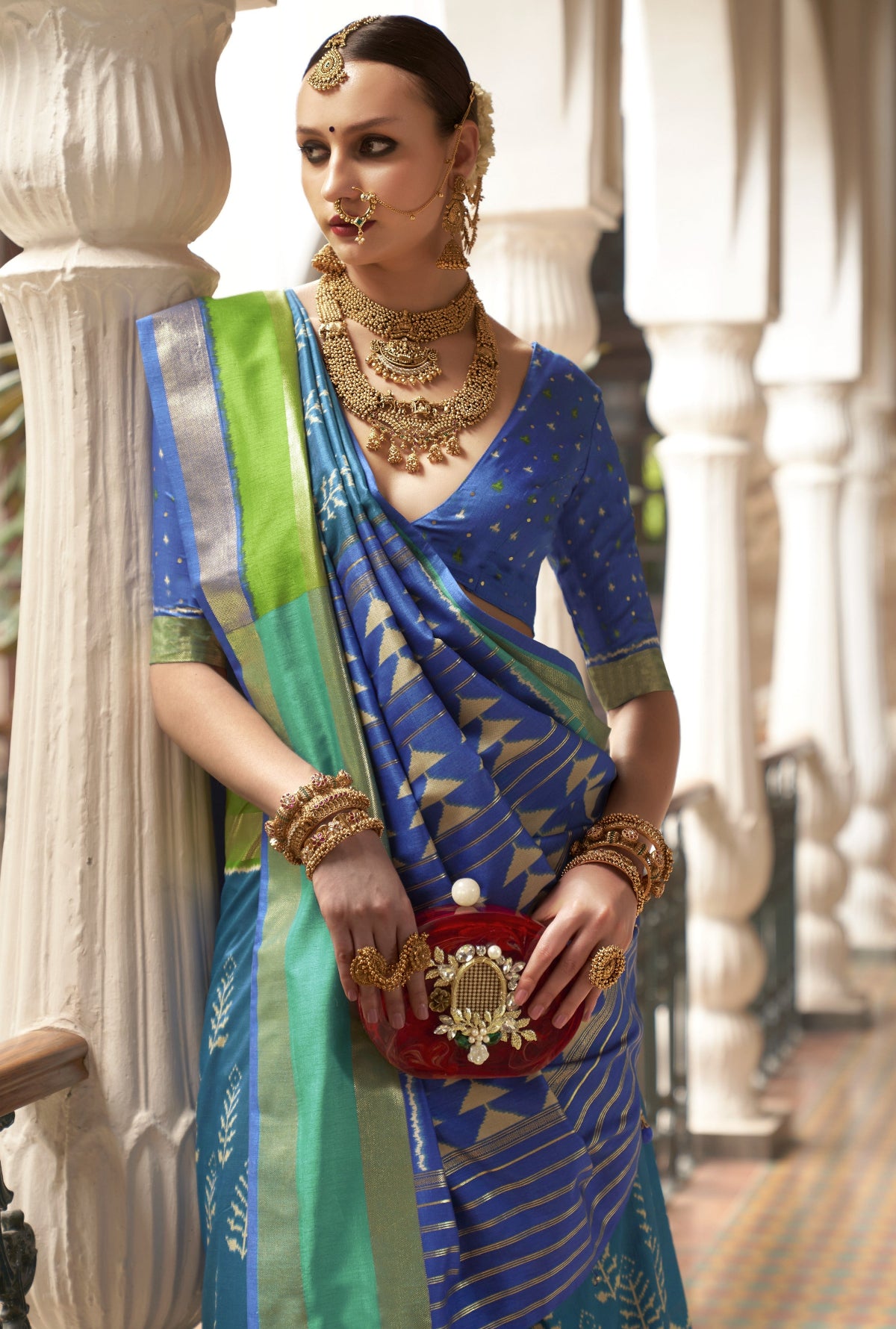 Rama Green Patola Silk Saree Online in India
