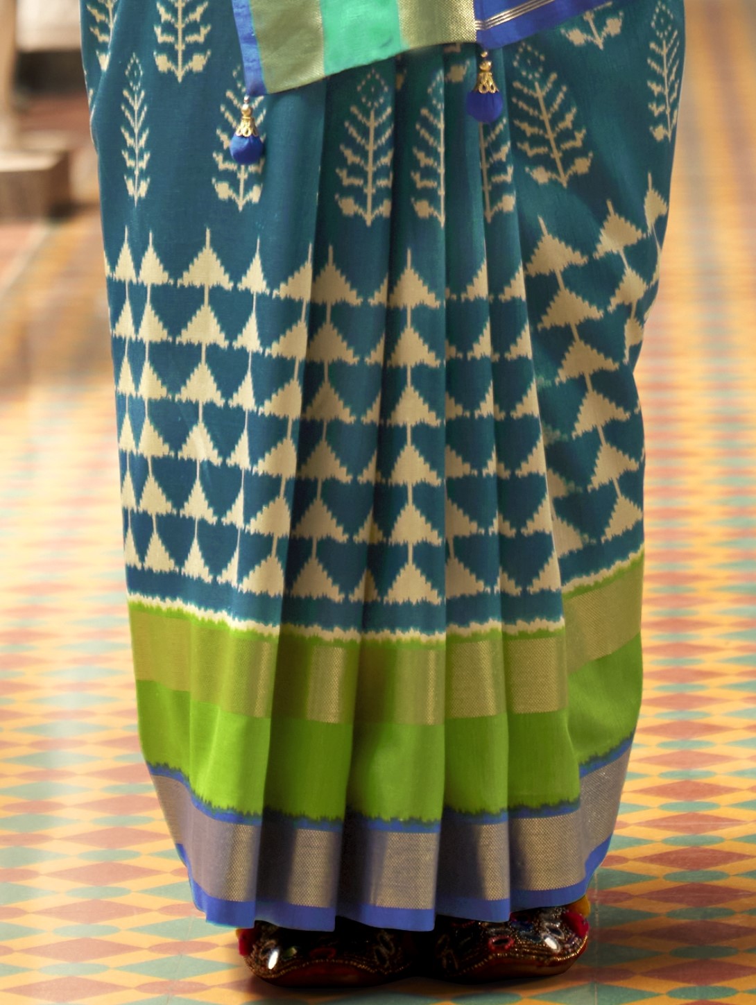 Rama Green Patola Silk Saree Online in India