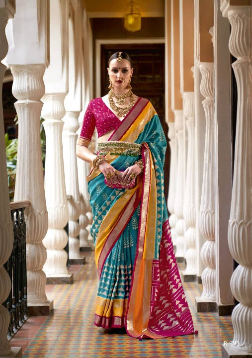 Rama Green Patola Silk Saree Online in India