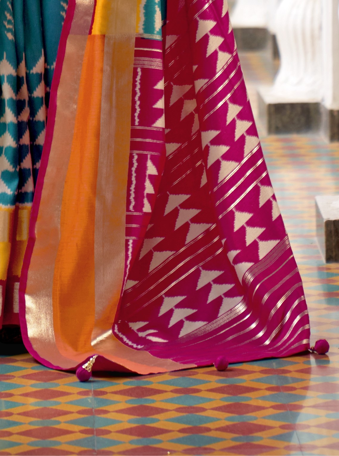 Rama Green Patola Silk Saree Online in India