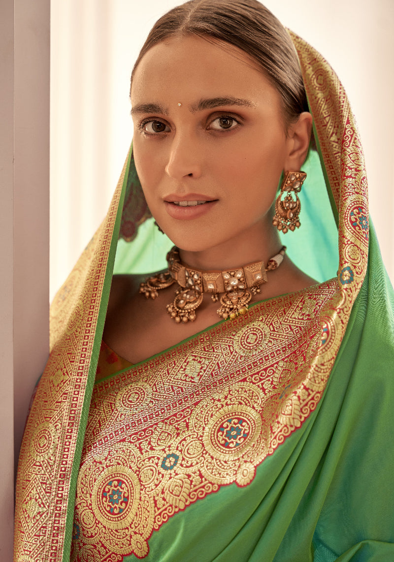 Marmalade Green Soft Silk Saree
