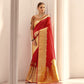 Bright Red Green Soft Silk Saree
