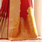 Bright Red Green Soft Silk Saree