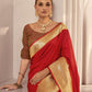 Bright Red Green Soft Silk Saree