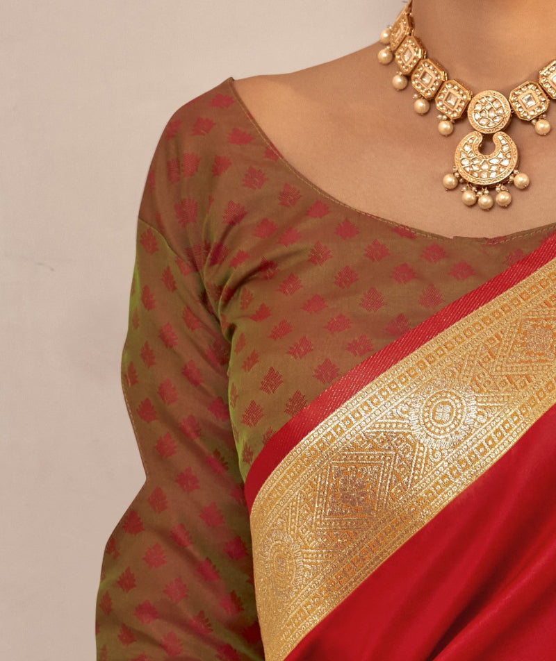 Bright Red Soft Silk Saree