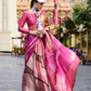 Abstract Rose Printed Satin Crepe Silk Saree