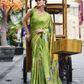 Italian Green Satin Crepe Silk Saree
