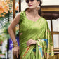 Italian Green Satin Crepe Silk Saree