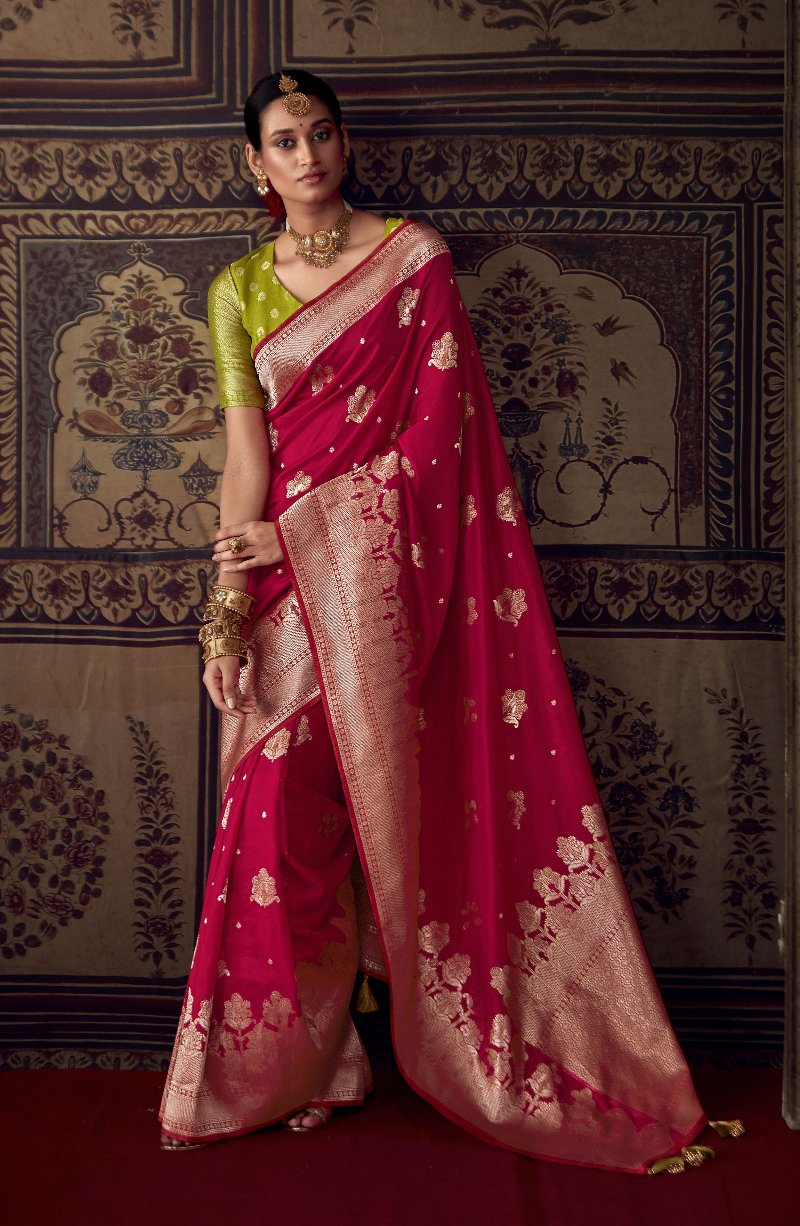 Bridal Red Banarasi Handloom Silk Saree