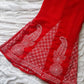 Red & White Christmas Hand Embroidered Georgette Flared Palazzo