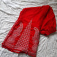 Red & White Christmas Hand Embroidered Georgette Flared Palazzo