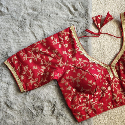 Red Banarasi Silk Blouse 