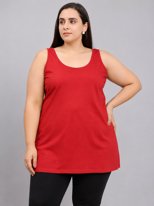 Red Cotton Short Inner Slip Plus Size