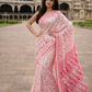 Red & White  Floral and Geometric Motifs Print  Cotton Silk Saree3