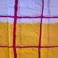 Yellow & Red Big Checks Cotton Mulmul Saree