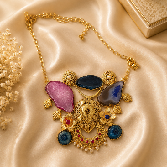 Ridhima  Raw Stone Statement Necklace1