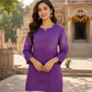 Rihaana Lavendar Dobby Cotton Ombre Shaded Short Chikankari Kurti