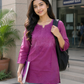 Rihaana Purple Dobby Cotton Ombre Shaded Short Chikankari Kurti