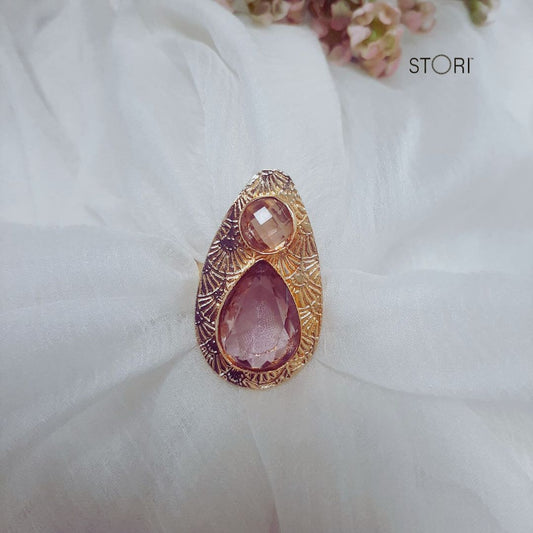 Rose Pink Stone Finger Ring