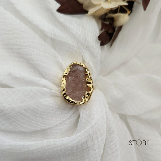 Rose Quartz Raw Stone Handmade Finger Ring