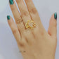 Rose Quartz Raw Stone Rose Pattern Finger Ring