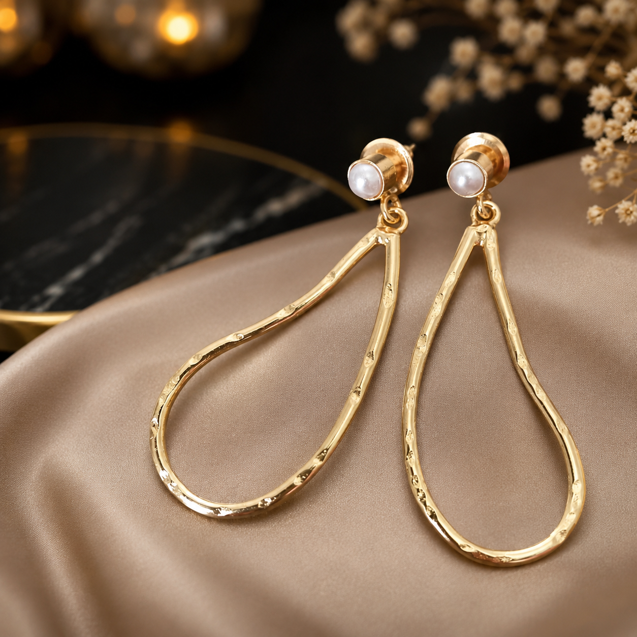 STORI Rossi White Pearl Statement Earrings