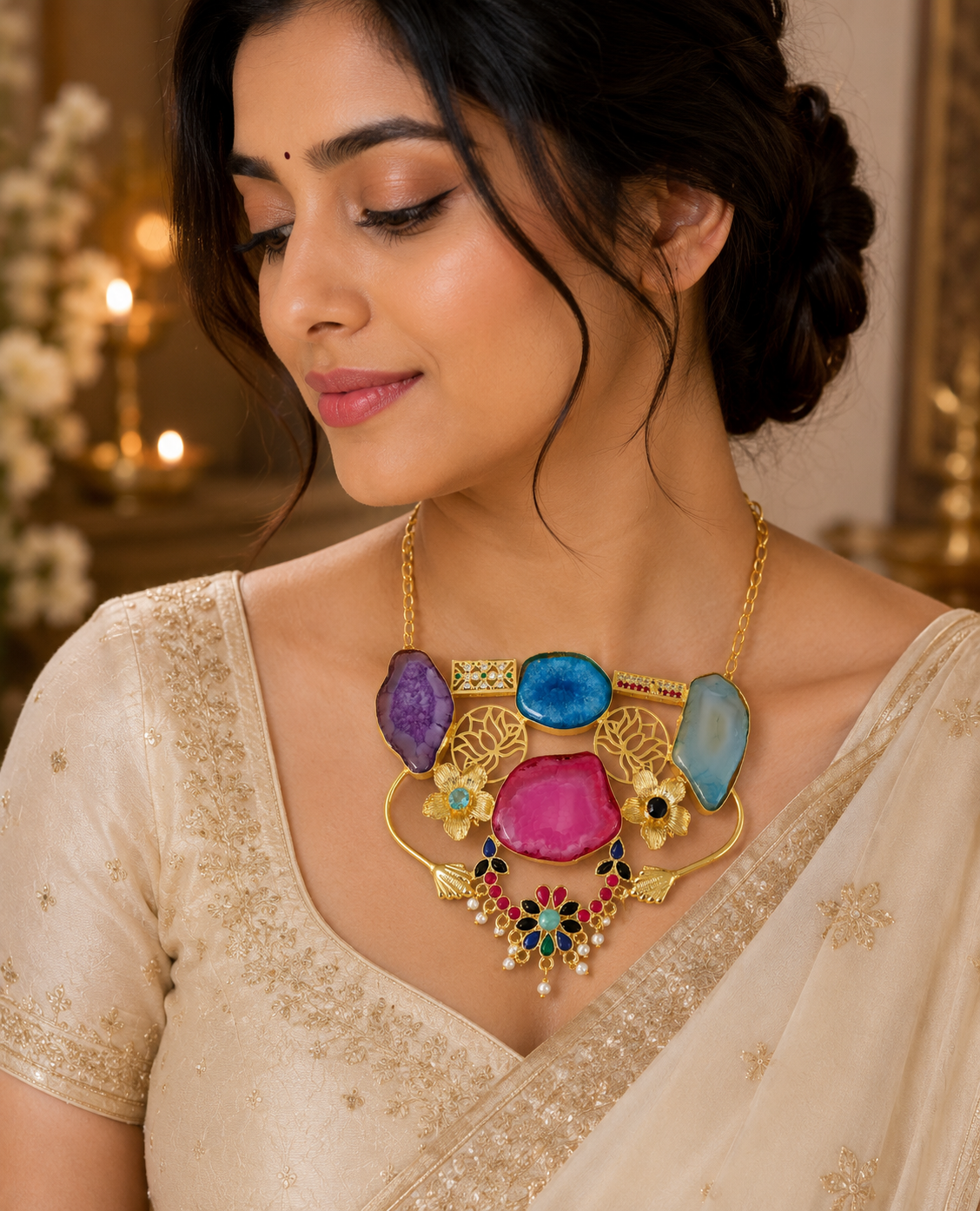 Rutvika  Raw Stone Statement Necklace