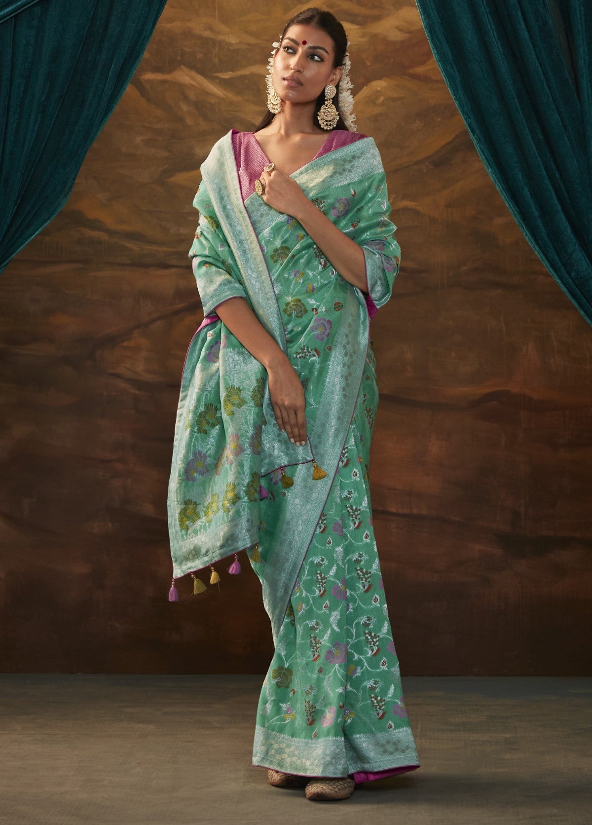Shop Sea Green Paithani Saree Online at STORI.