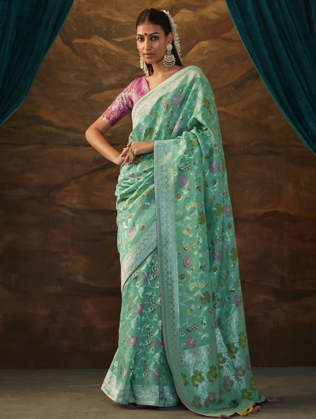 Shop Sea Green Paithani Saree Online at STORI.