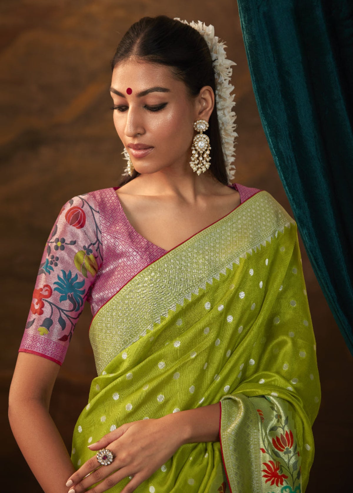 Shop Parrot Green Paithani Saree Online at STORI.