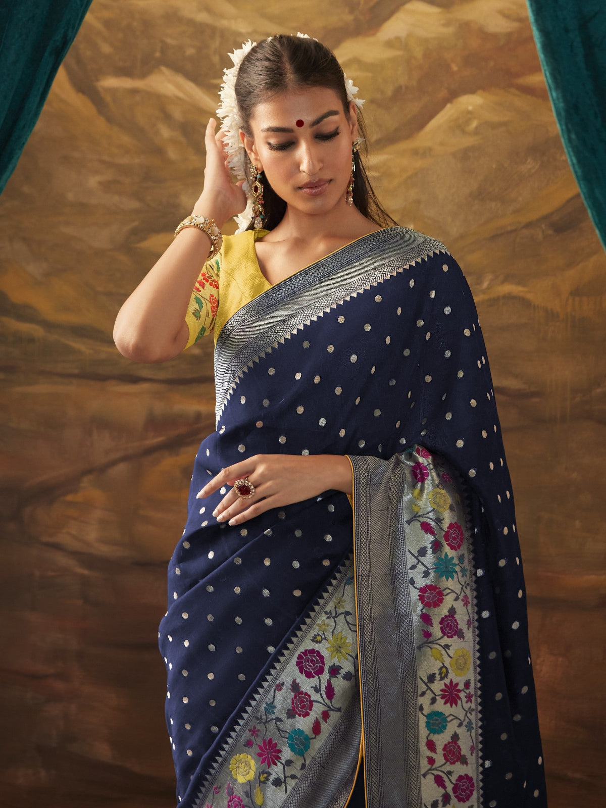 Shop Navy Blue Paithani Saree Online at STORI.