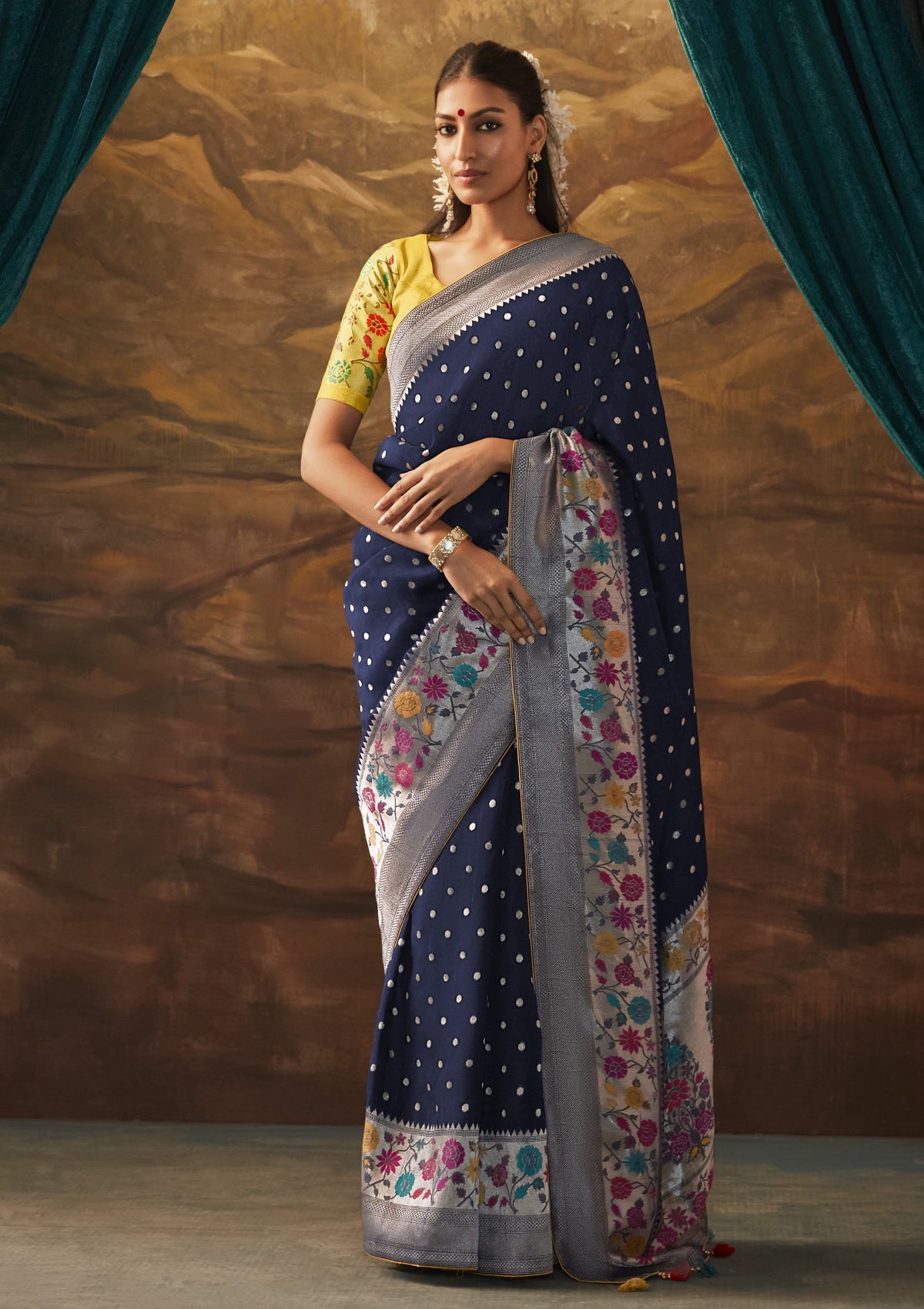Shop Navy Blue Paithani Saree Online at STORI.